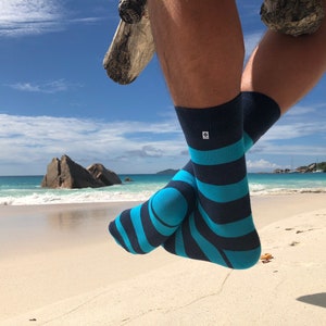 Blue Turquoise Stripes Socks