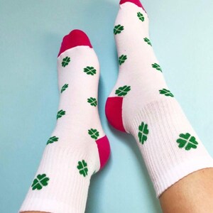 Four-Leaf Clover Lucky Socks for funny gift image 1