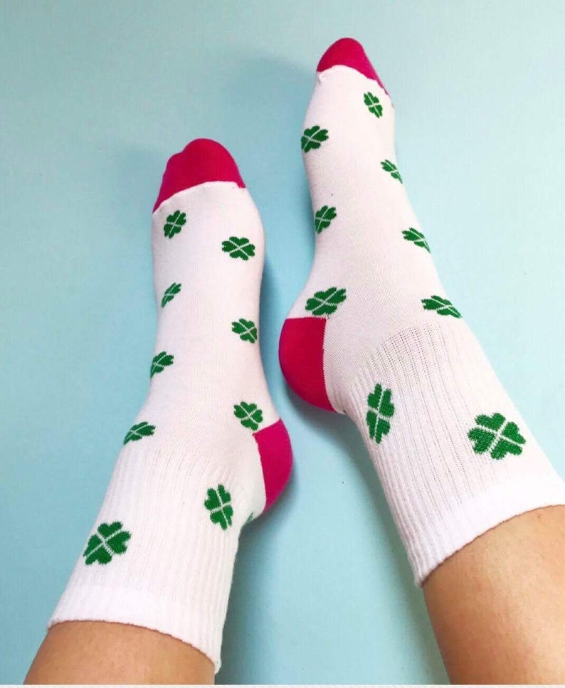 Four-Leaf Clover Lucky Socks for funny gift image 1