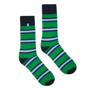 Colourful socks with green and blue Stripes