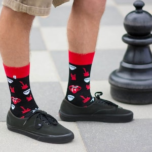 Rock & Roll Guitar Socks, Music Symbols, Colorful Cotton Blend