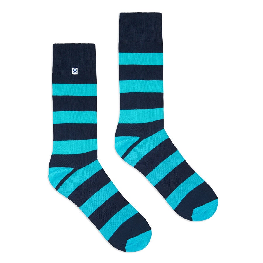 Blue Turquoise Stripes Socks - Etsy UK