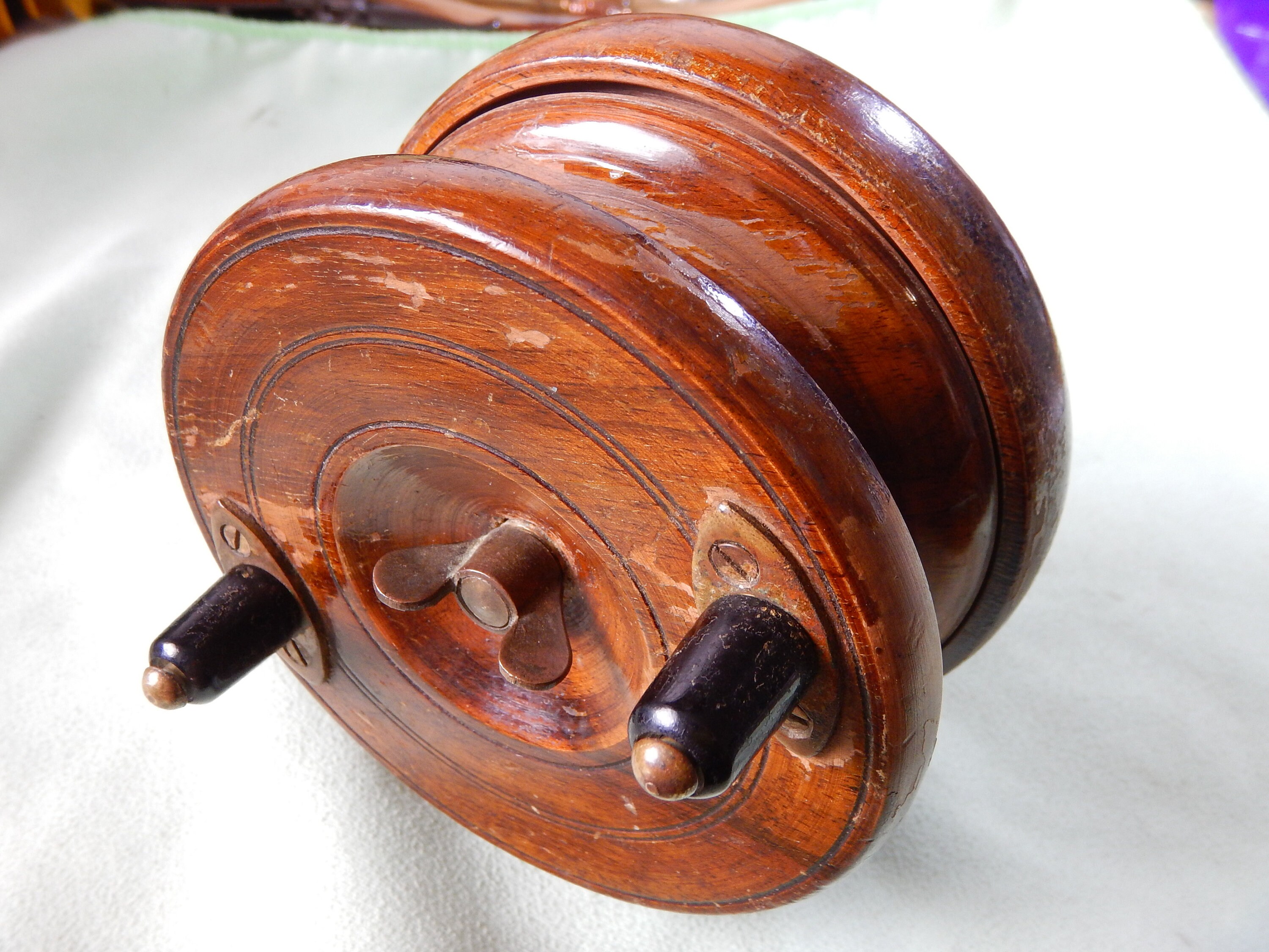 Nottingham english style wooden fishing reel circa early ...