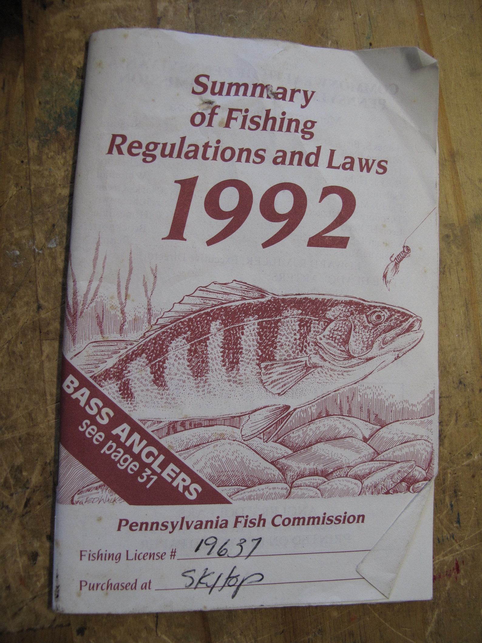 Vintage 1992 Pennsylvania Fish Commision SUmmary of Fishing | Etsy