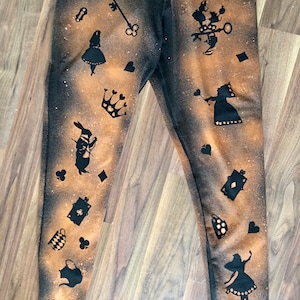 Bleach hand printed Women&#39;s Girls Leggings, Curvy Plus size Clothing