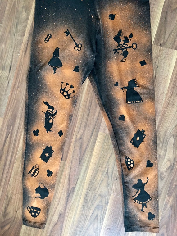 Bleach Hand Printed Women's Girls Leggings, Curvy Plus Size