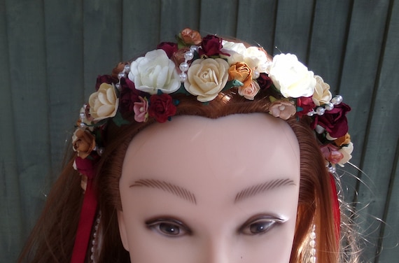 Vintage Style Headband, Flower and Pearl Headband, Wedding  display picture 1