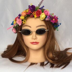 Rainbow Hippie Wedding Festival Flower Crown,  Bright Colour Flower Crown, Mothers Day Gift, Easter Gift Her