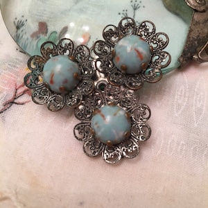 Turquoise Brooch, Turquoise Pendant, Silver and Turquoise Brooch, Triangular Brooch, 3 Stone Brooch, Morenci Turquoise, gifts under 30