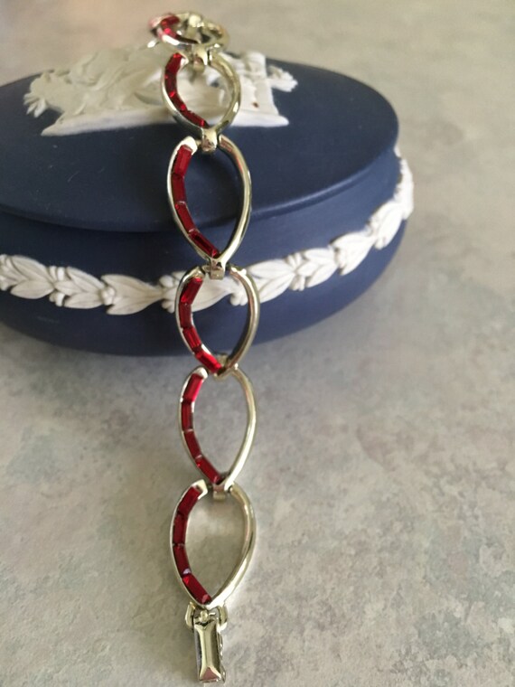 Signed DODDS Bracelet, Dodds Link Bracelet, Red R… - image 2