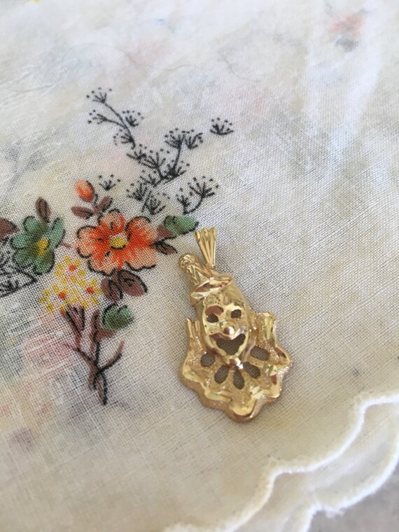 Clow, Clown Charm, Gold, 14K Diamond Cut Clown Fac