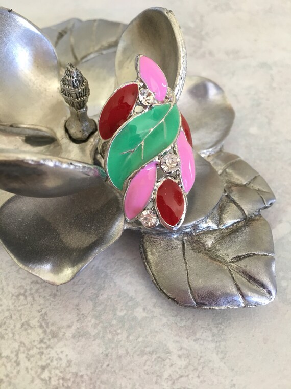 Statement ring, party ring, pink, green, red ring… - image 4