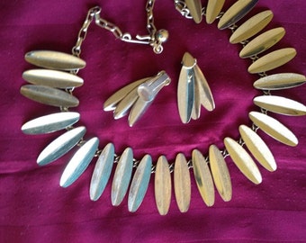 Choker set, Gold Choker, Choker Necklace, Choker Set, Costume gold plated necklace and clip on earring set