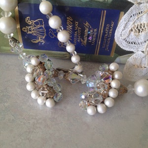 Jewelry Set, Elegant formal antique earring and necklace set, vintage jewelry set, Pearl necklace, pearl earrings, pearl jewelry set