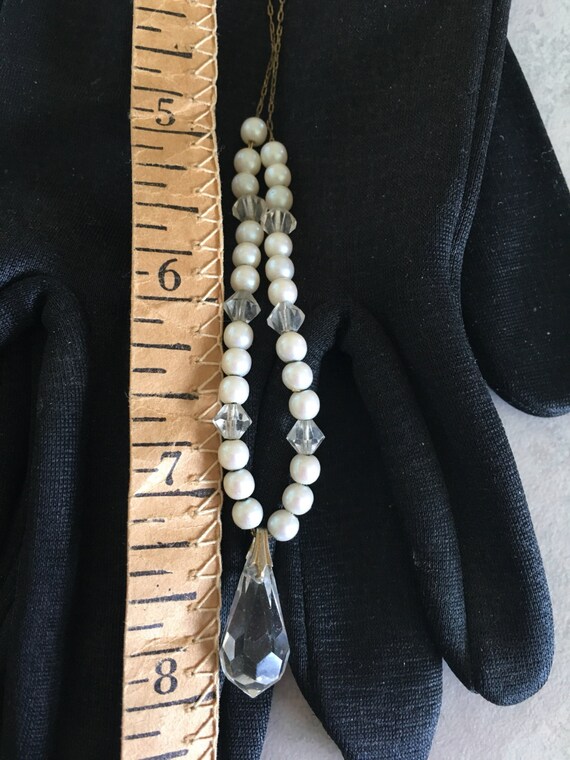 Crystal necklace, pearl necklace, Crystal and pea… - image 2