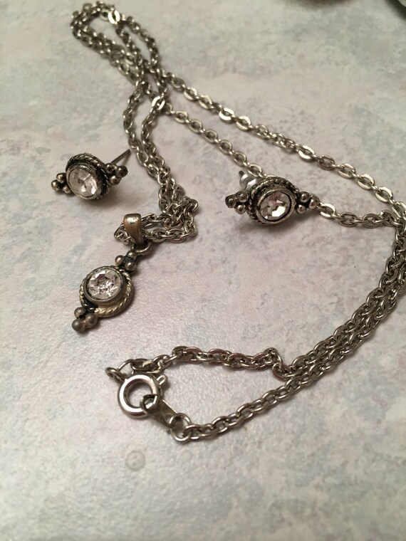 Silver Faux Multi Diamond Necklace