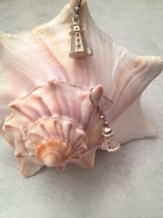 Silver dangling lighthouse earrings, lighthouse e… - image 4