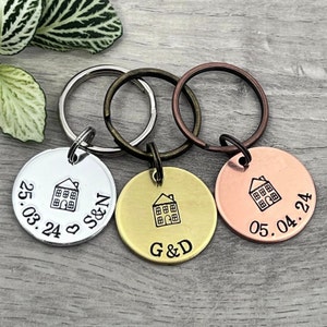New Home Keyring, Our First Home Tag, Personalised Housewarming Moving in Gift
