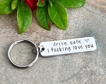 New Driver Keyring, Drive Safe Personalised Keyring, Rude Funny Valentines Gift for Him, Couples Boyfriend Gift