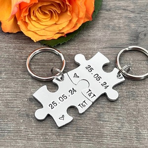 Couples Gift, Puzzle Keyring, Special Date Personalised Keyring, Relationship, Wedding, Anniversary, Valentines Gift image 2