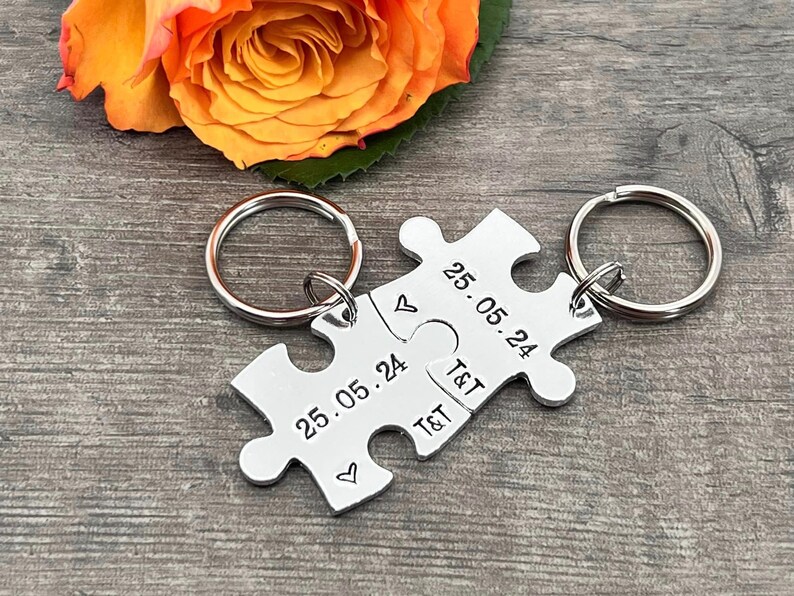 Couples Gift, Puzzle Keyring, Special Date Personalised Keyring, Relationship, Wedding, Anniversary, Valentines Gift image 2