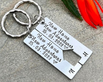 Personalised New Home Keyring, Housewarming Gift for Couples, First Home Keyring