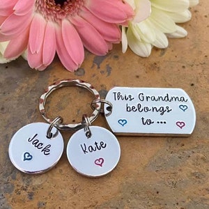 Grandma Keyring, Hand Stamped Personalised Keyring Keychain, This Grandma Belongs To, Grandma, Nanny, Grandmother Gift, Mother's Day Gift image 4