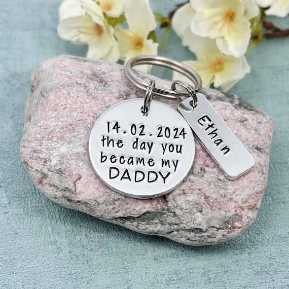 The Day You Became My Daddy Keyring Personalised Daddy Grandad Keyring Father s Day Gift New Baby Gift Etsy Canada