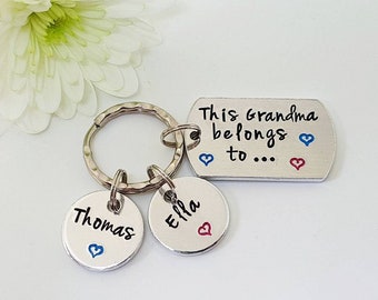 Grandma Keyring, Hand Stamped Personalised Keyring Keychain, This Grandma Belongs To, Grandma, Nanny, Grandmother Gift, Mother's Day Gift