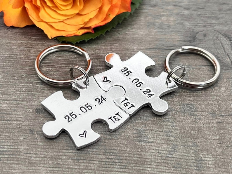 Couples Gift, Puzzle Keyring, Special Date Personalised Keyring, Relationship, Wedding, Anniversary, Valentines Gift image 4