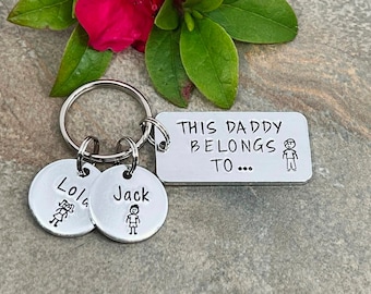 This Daddy Belongs To Keyring, Personalised Daddy Grandad Gift, Father's Day Gift