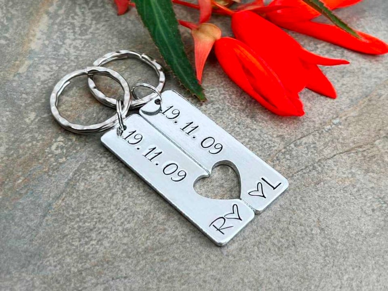 Couples Keyring, Personalised Special Date Gift, Relationship, Wedding, Anniversary, Valentine's Gift image 5