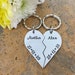 Heart Split Keyrings, Name and Date Keyrings, Hand Stamped, Personalised Keyrings Keychains, Coupless Gift, Boyfriend Gift, Valentine's Gift