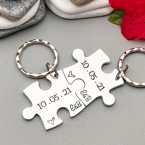 Couples Gift, Puzzle Keyring, Special Date Personalised Keyring, Relationship, Wedding, Anniversary, Valentines Gift image 8