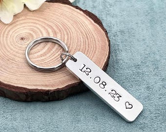 Personalised Special Date Keyring, Custom Anniversary Keepsake, Wedding Gift