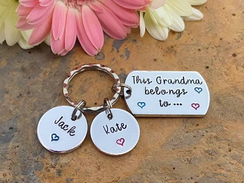 Grandma Keyring, Hand Stamped Personalised Keyring Keychain, This Grandma Belongs To, Grandma, Nanny, Grandmother Gift, Mother's Day Gift image 1