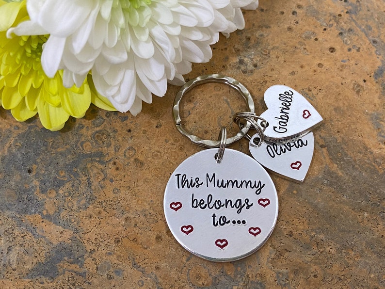 Gift for Mum, Mother's Day Gift, Hand Stamped Personalised Keyring Keychain, This Mummy Belongs To..., Mummy keyring keychain image 4