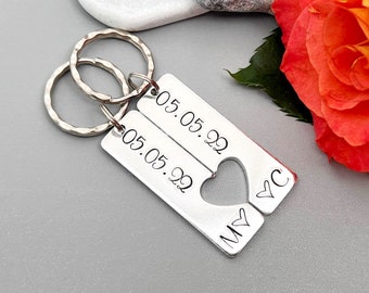 Couples Keyring, Personalised Special Date Gift, Relationship, Wedding, Anniversary, Valentine's Gift