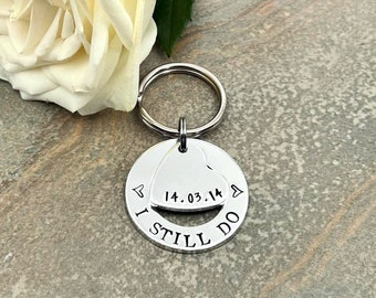 10th Tin Wedding Anniversary Keyring, I Still Do, Wedding Anniversary Aluminium Gift