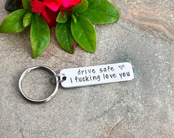 New Driver Keyring, Drive Safe Personalised Keyring, Rude Funny Valentines Gift for Him, Couples Boyfriend Gift