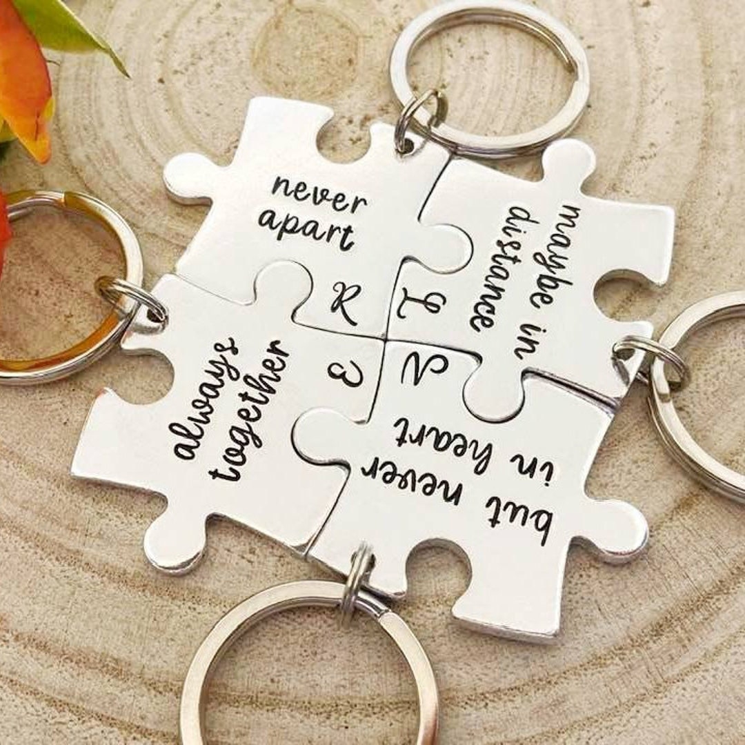 Best Friends Interlocking Puzzle Keyring Set, 4 Best Friend's