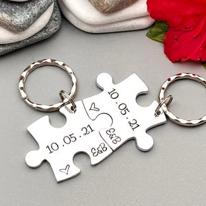 Couples Gift, Puzzle Keyring, Special Date Personalised Keyring, Relationship, Wedding, Anniversary, Valentines Gift image 2