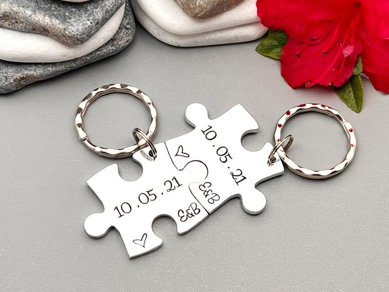 Couples Gift, Puzzle Keyring, Special Date Personalised Keyring, Relationship, Wedding, Anniversary, Valentines Gift image 2