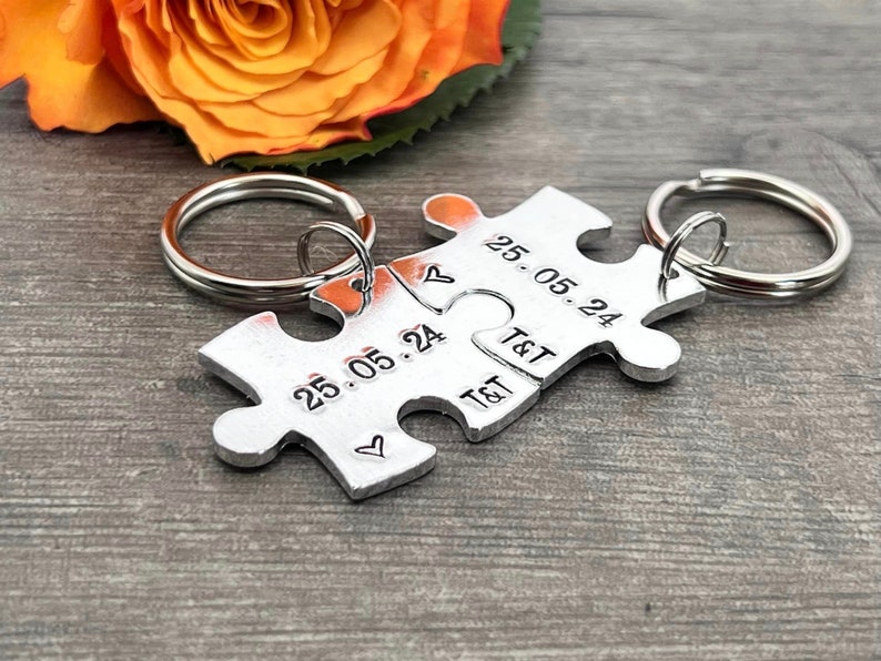 Couples Gift, Puzzle Keyring, Special Date Personalised Keyring, Relationship, Wedding, Anniversary, Valentines Gift image 5