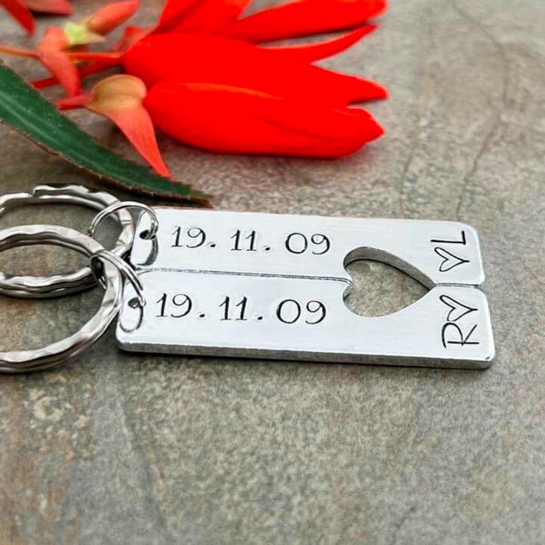 Couples Keyring, Personalised Special Date Gift, Relationship, Wedding, Anniversary, Valentine's Gift image 4