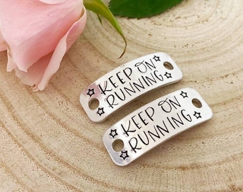 Personalised Trainer Tags, Hand Stamped Trainer Tags, Keep on running..., Running Shoe Tag, Marathon Gift, Runner Gift, Running Gift