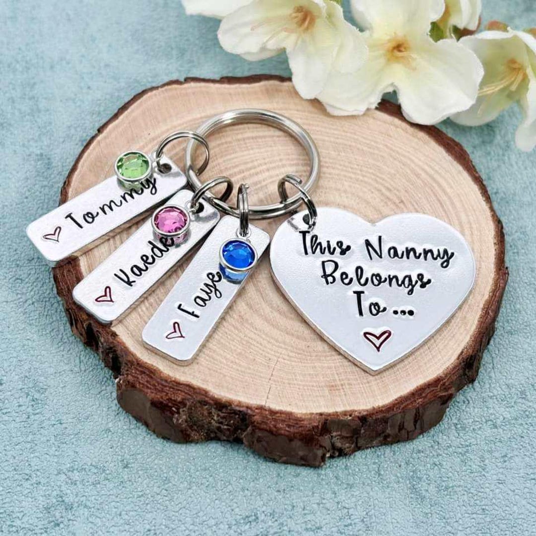 Key Rings Nanny Nana Birthstone Keyring, This Nana Nanny Belongs to Personalised Mother ...