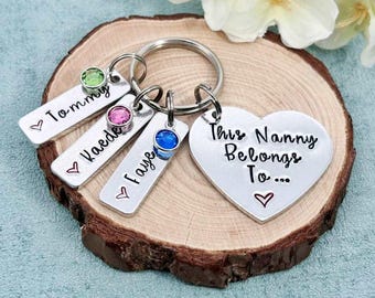 Nana  Birthstone Keyring, This Nana Nanny Belongs To Personalised Mother's Day Gift