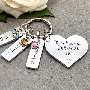 Nana Keyring with Preciosa Birthstones, This Nana Belongs To Personalised Keyring, Mother's Day Gift