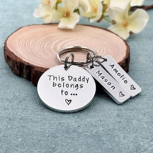 This Daddy Belongs To Keyring, Daddy Dad Personalised Keyring, Father&#39;s Day Gift